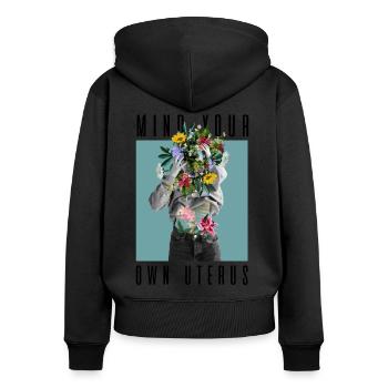 Attention à votre propre utérus Mon corps Mon choix Floral - Sweat à capuche zippé Premium bio Femme - noir - Dos - Julia (174cm)