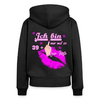 Zum 40. Geburtstag Damen 39 + - Frauen Premium Bio Zip Hoodie - Schwarz - Hinten - Julia (174cm)