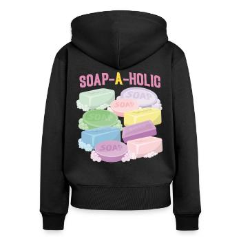 Soap Making Crafting Soap-A-Holic - Women's Premium Organic Zip Hoodie - black - Back - Julia (174cm)