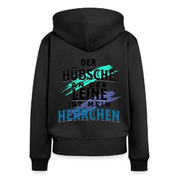 Herrchen Gassi Spruch - Frauen Premium Bio Zip Hoodie - Schwarz - Hinten - Julia (174cm)