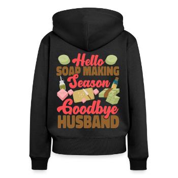 Soap Making Crafting Hello Soap - Frauen Premium Bio Zip Hoodie - Schwarz - Hinten - Julia (174cm)