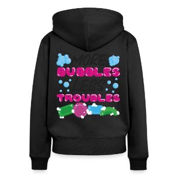 Fabrication de savon Fabriquant plus de bulles - Sweat à capuche zippé Premium bio Femme - noir - Dos - Julia (174cm)