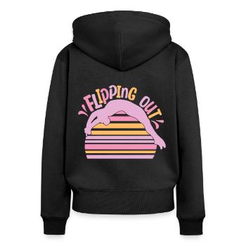 Funny Gymnast Gift Flipping Out Tumbling - Frauen Premium Bio Zip Hoodie - Schwarz - Hinten - Julia (174cm)