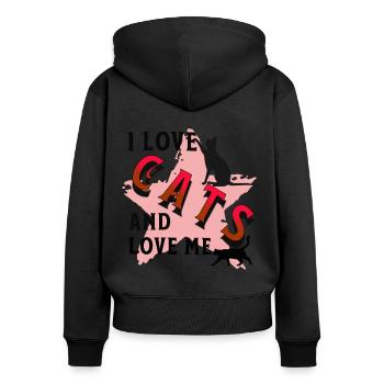 Cats Love Cat Love - Women's Premium Organic Zip Hoodie - black - Back - Julia (174cm)