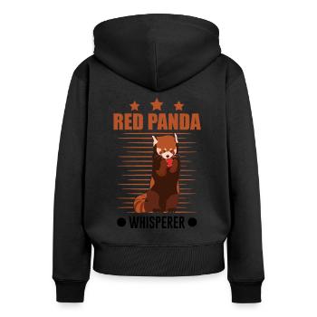 Roter Panda Flüsterer - Frauen Premium Bio Zip Hoodie - Schwarz - Hinten - Julia (174cm)