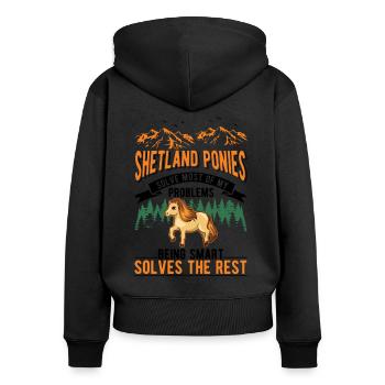 Shetland Pony Cadeau Shetty - Sweat à capuche zippé Premium bio Femme - noir - Dos - Julia (174cm)