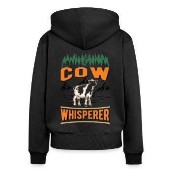Cow Whisperer Farmer Cattle Breeder Cows - Women's Premium Organic Zip Hoodie - black - Back - Julia (174cm)