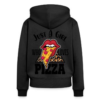 Nur ein Mädchen, das Pizza liebt Lustige Pizza Fan - Frauen Premium Bio Zip Hoodie - Schwarz - Hinten - Julia (174cm)