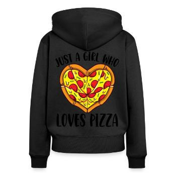 Nur ein Mädchen, das Pizza liebt Lustige Pizza Fan - Frauen Premium Bio Zip Hoodie - Schwarz - Hinten - Julia (174cm)