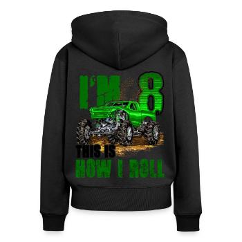 8th Birthday Monster Truck For Boys & Girls 8 Year - Women's Premium Organic Zip Hoodie - black - Back - Julia (174cm)
