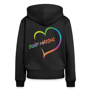 Soap Making Crafting Heart - Frauen Premium Bio Zip Hoodie - Schwarz - Hinten - Julia (174cm)