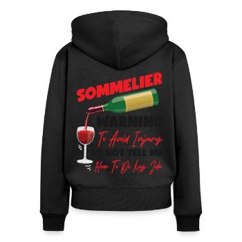Sommelier Wine Drinking Tasting - Frauen Premium Bio Zip Hoodie - Schwarz - Hinten - Julia (174cm)