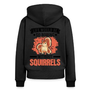 Cadeau Écureuil Écureuil Gris Écureuil - Sweat à capuche zippé Premium bio Femme - noir - Dos - Julia (174cm)
