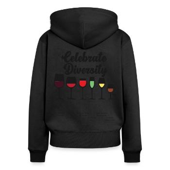 Dégustation de vin de sommelier - Sweat à capuche zippé Premium bio Femme - noir - Dos - Julia (174cm)