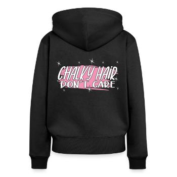 Chalky Hair Dont Care - Funny Gymnast Gift Idea - Women's Premium Organic Zip Hoodie - black - Back - Julia (174cm)