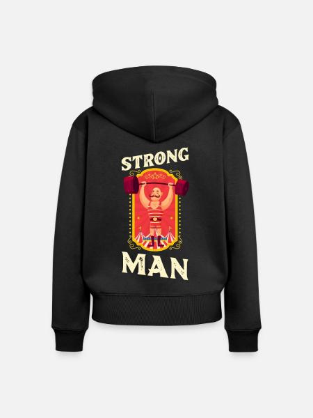Zirkus Starker Mann - Frauen Premium Bio Zip Hoodie - Schwarz