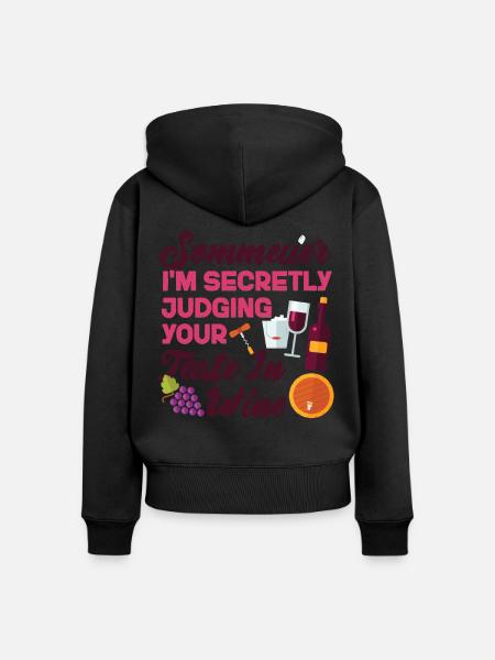 Sommelier Wine Drinking Tasting - Frauen Premium Bio Zip Hoodie - Schwarz