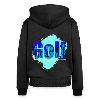 Golf Golfer on the golf course as a gift - Women's Premium Organic Zip Hoodie - black - Back - Julia (174cm)