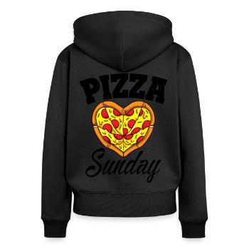 Sonntag Pizza Night Funny Pizza Lover Fast Food - Frauen Premium Bio Zip Hoodie - Schwarz - Hinten - Julia (174cm)