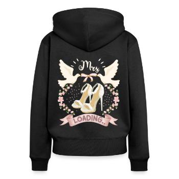 Wedding, Hochzeit, Braut, Mrs.-loading, Verlobung - Frauen Premium Bio Zip Hoodie - Schwarz - Hinten - Julia (174cm)