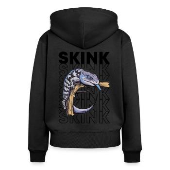 Blue Tongue Skink Owner Retro 80's Style - Women's Premium Organic Zip Hoodie - black - Back - Julia (174cm)