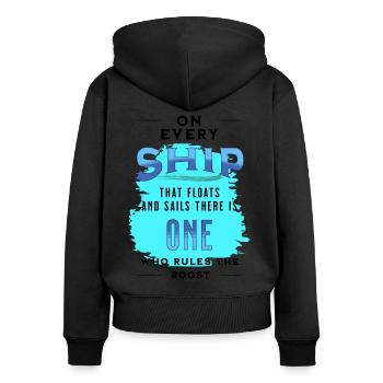 Captain Yacht for sailors and skippers boat - Women's Premium Organic Zip Hoodie - black - Back - Julia (174cm)