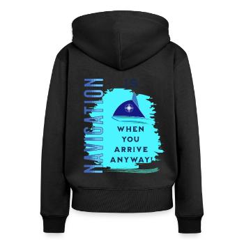 navigation sail boat sailor skipper compass gift - Women's Premium Organic Zip Hoodie - black - Back - Julia (174cm)