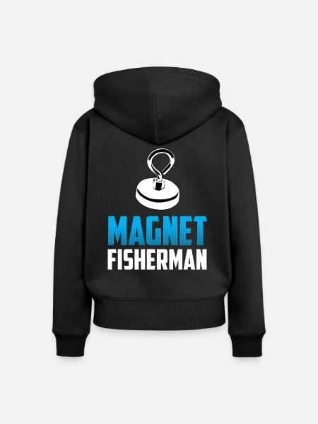 Magnetfischer Magnetfischen Magnet - Frauen Premium Bio Zip Hoodie - Schwarz