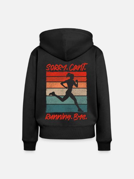 Running Runner Half Marathon Retro - Premium økologisk hoodie med lynlås til kvinder - sort