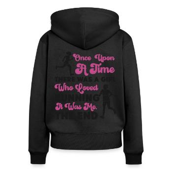 Running Runner Half Marathon Girl - Women's Premium Organic Zip Hoodie - black - Back - Julia (174cm)