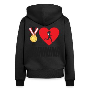Running Runner Half Marathon Heart - Frauen Premium Bio Zip Hoodie - Schwarz - Hinten - Julia (174cm)