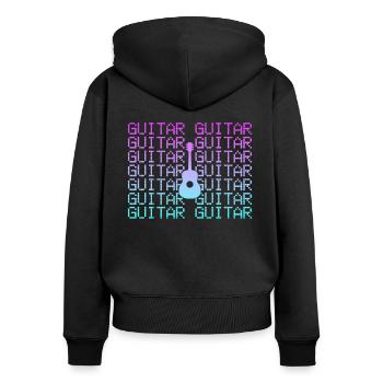 Guitare - Sweat à capuche zippé Premium bio Femme - noir - Dos - Julia (174cm)