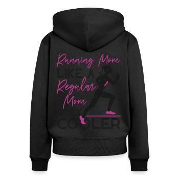 Running Runner Semi-Marathon Maman - Sweat à capuche zippé Premium bio Femme - noir - Dos - Julia (174cm)