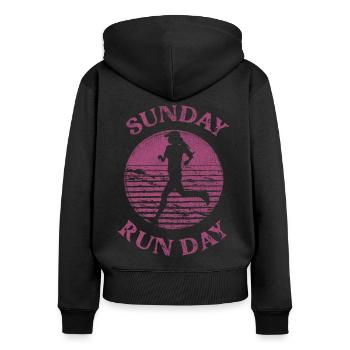 Running Runner Semi-Marathon Rétro - Sweat à capuche zippé Premium bio Femme - noir - Dos - Julia (174cm)