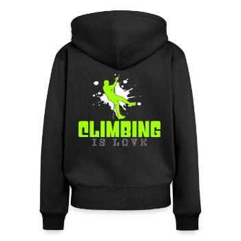Klettern - Frauen Premium Bio Zip Hoodie - Schwarz - Hinten - Julia (174cm)