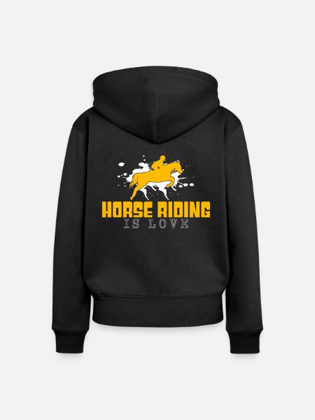 Pferde reiten Spruch - Frauen Premium Bio Zip Hoodie - Schwarz