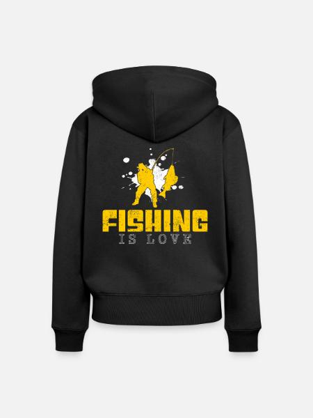 Angeln Spruch - Frauen Premium Bio Zip Hoodie - Schwarz
