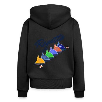 Regatta Captain Segelboot Yacht für Segler Skipper - Frauen Premium Bio Zip Hoodie - Schwarz - Hinten - Julia (174cm)
