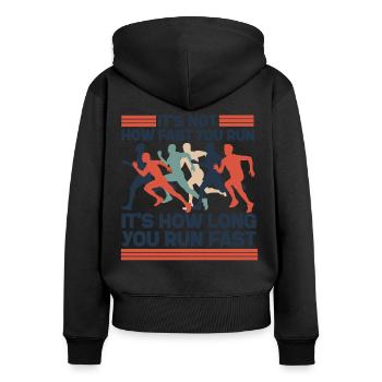 Running Runner Half Marathon It's - Frauen Premium Bio Zip Hoodie - Schwarz - Hinten - Julia (174cm)