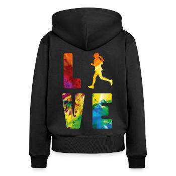 Running Runner Half Marathon - Women's Premium Organic Zip Hoodie - black - Back - Julia (174cm)