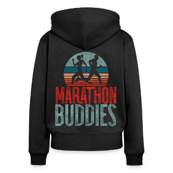 Running Runner Half Marathon - Frauen Premium Bio Zip Hoodie - Schwarz - Hinten - Julia (174cm)