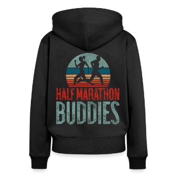 Running Runner Half Marathon - Frauen Premium Bio Zip Hoodie - Schwarz - Hinten - Julia (174cm)