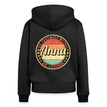 Anna Die Frau Der Mythos Die Legende - Frauen Premium Bio Zip Hoodie - Schwarz - Hinten - Julia (174cm)