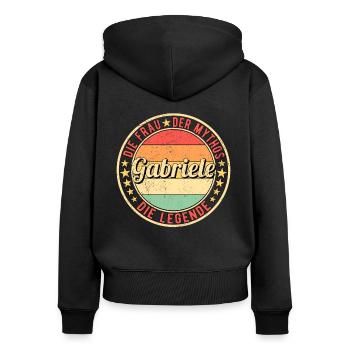 Gabriele Die Frau Der Mythos Die Legende - Frauen Premium Bio Zip Hoodie - Schwarz - Hinten - Julia (174cm)