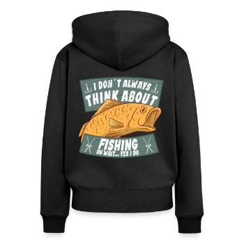 Les pêcheurs pensent toujours à la pêche Pêche Les pêcheurs - Sweat à capuche zippé Premium bio Femme - noir - Dos - Julia (174cm)