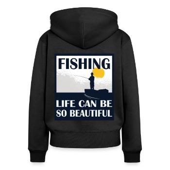 La vie de pêcheur à la ligne peut être si belle Angeln - Sweat à capuche zippé Premium bio Femme - noir - Dos - Julia (174cm)