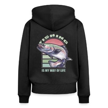 La pêche à la ligne est mon mode de vie Pêcher Les pêcheurs - Sweat à capuche zippé Premium bio Femme - noir - Dos - Julia (174cm)