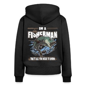 Pêcheurs à la ligne dans les pêcheurs qui ont tous besoin de connaître la pêche - Sweat à capuche zippé Premium bio Femme - noir - Dos - Julia (174cm)