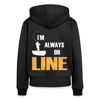 Pêcheurs à la ligne dans tous les sens Pêche à la ligne Pêcheurs - Sweat à capuche zippé Premium bio Femme - noir - Dos - Julia (174cm)
