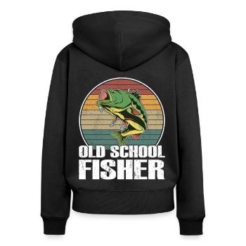 Pêcheur à la vieille école Pêche Pêcheur Pêche - Sweat à capuche zippé Premium bio Femme - noir - Dos - Julia (174cm)